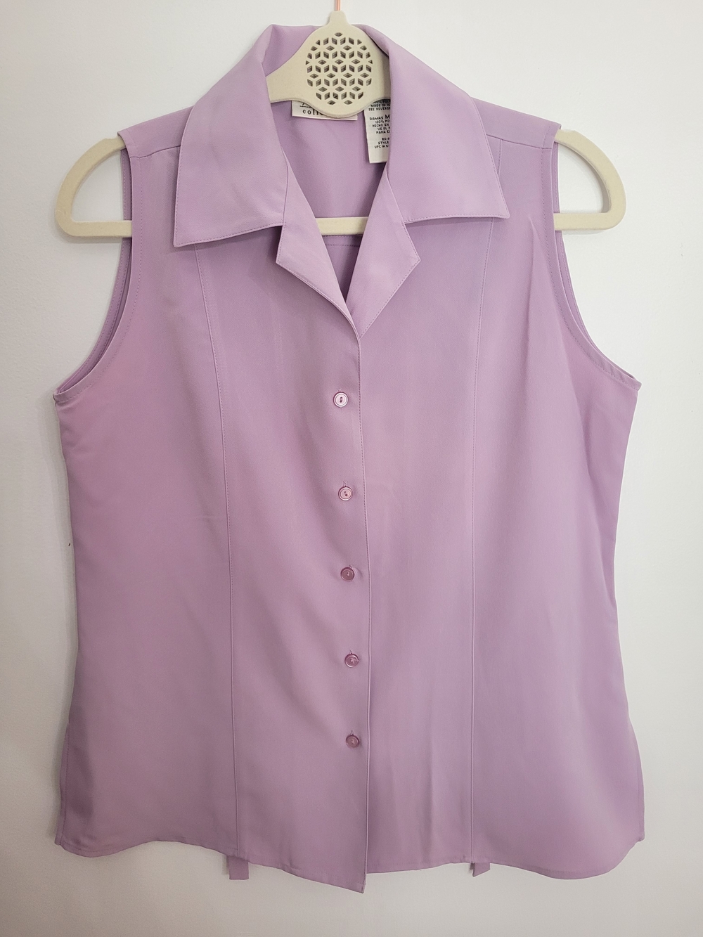 Sleeveless Lavender Button-Front Women's Top Vintage Kathy Lee